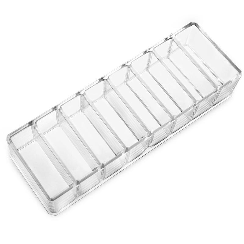 Korean Style Desktop Cosmetic Organizer with 8 Transparent Storage Grids