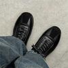 Black casual men's leather shoes Trendy minimalist versatile style Leisure Outdoor Street youth New quality shoes