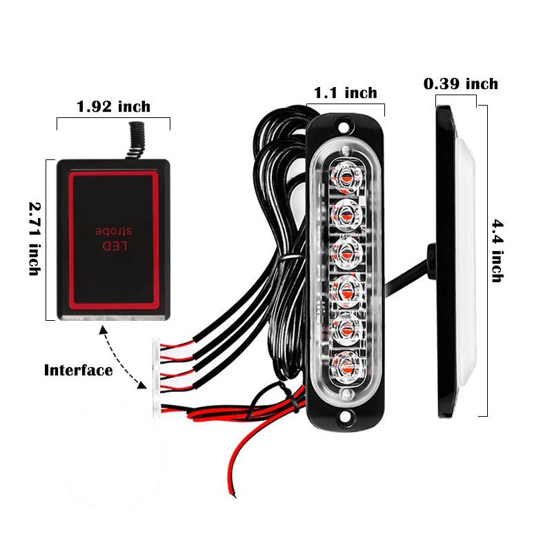 4PCS Grill Car LED Light Strobe Red Blue Emergency Remote Wireless Control Flash Signal Fireman Beacon Warning Lamp Yellow White