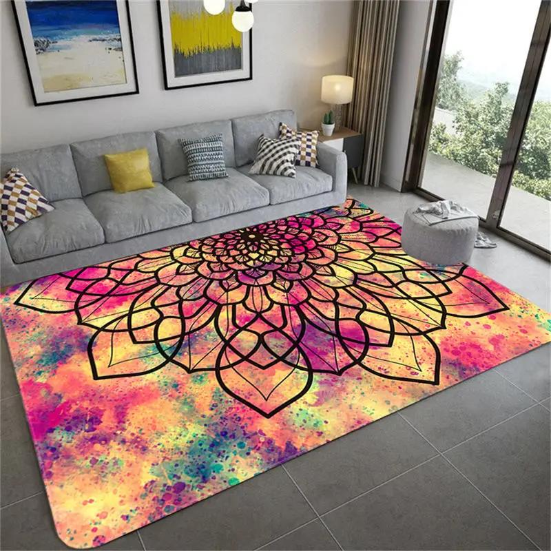 Colorful Star Sky Mandala Carpet for Living Room Gorgeous Floor Mat Girl Rug Floral Bathroom Area Rug Hallway Bedroom Decoration