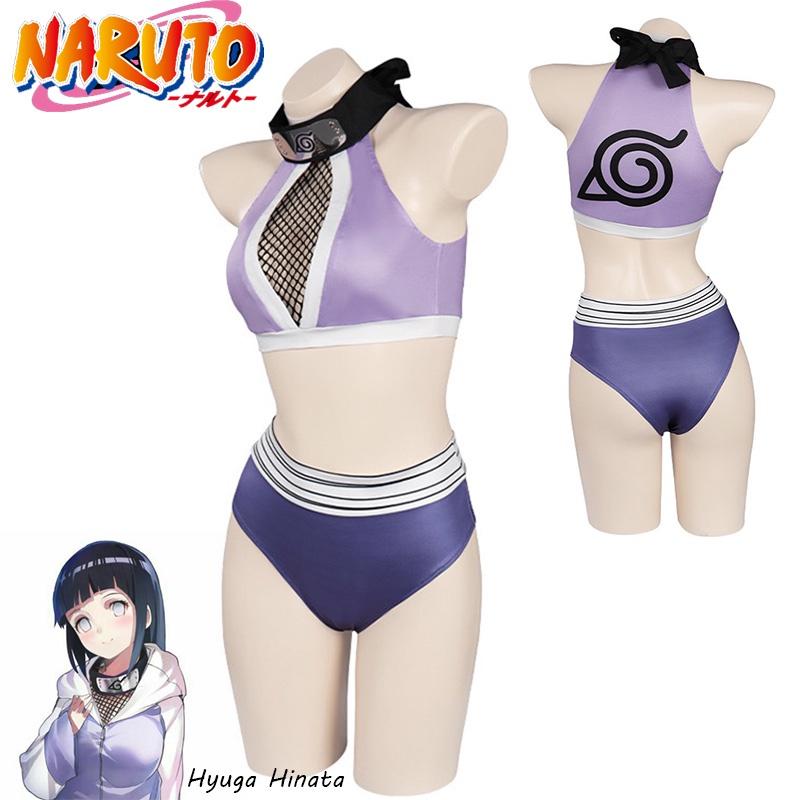 Hyuga Hinata Inspired Naruto Swimsuit Cosplay Costume With Purple Polyester Fabric