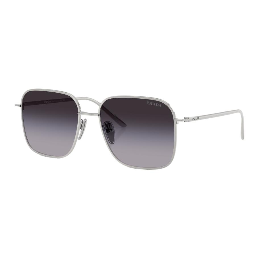Prada Metal Square Sunglasses With Logo Women Sunglasses Silver PR-C54SD-1BC90A