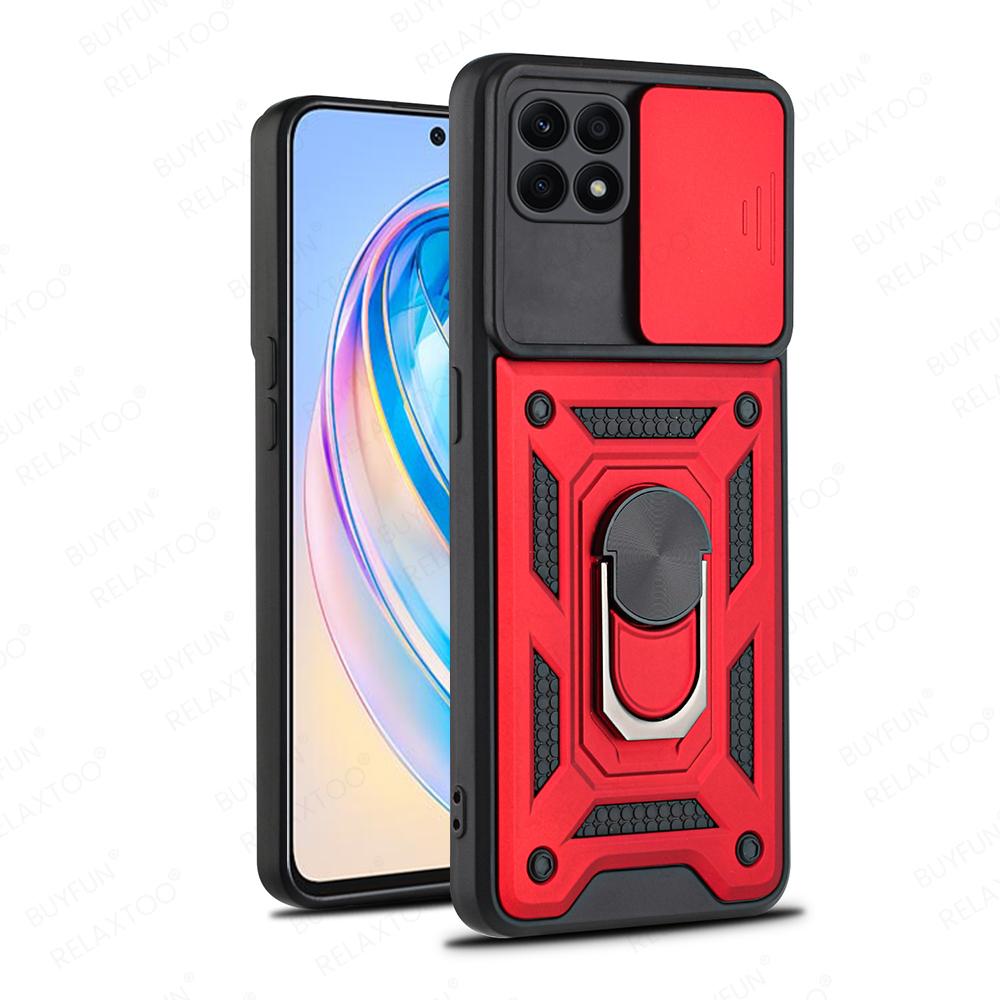 

Автомобильный магнитный держатель с кольцом, противоударный защитный чехол для Honor X8a 4g Honer X 8 a 8a HonorX8a, чехол, защита линз, чехлы For Honor B1 красный