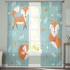 Fox Orange Blue Leaves White Dots Tulle Sheer Window Curtains for Living Room Kitchen Children Bedroom Voile Hanging Curtain