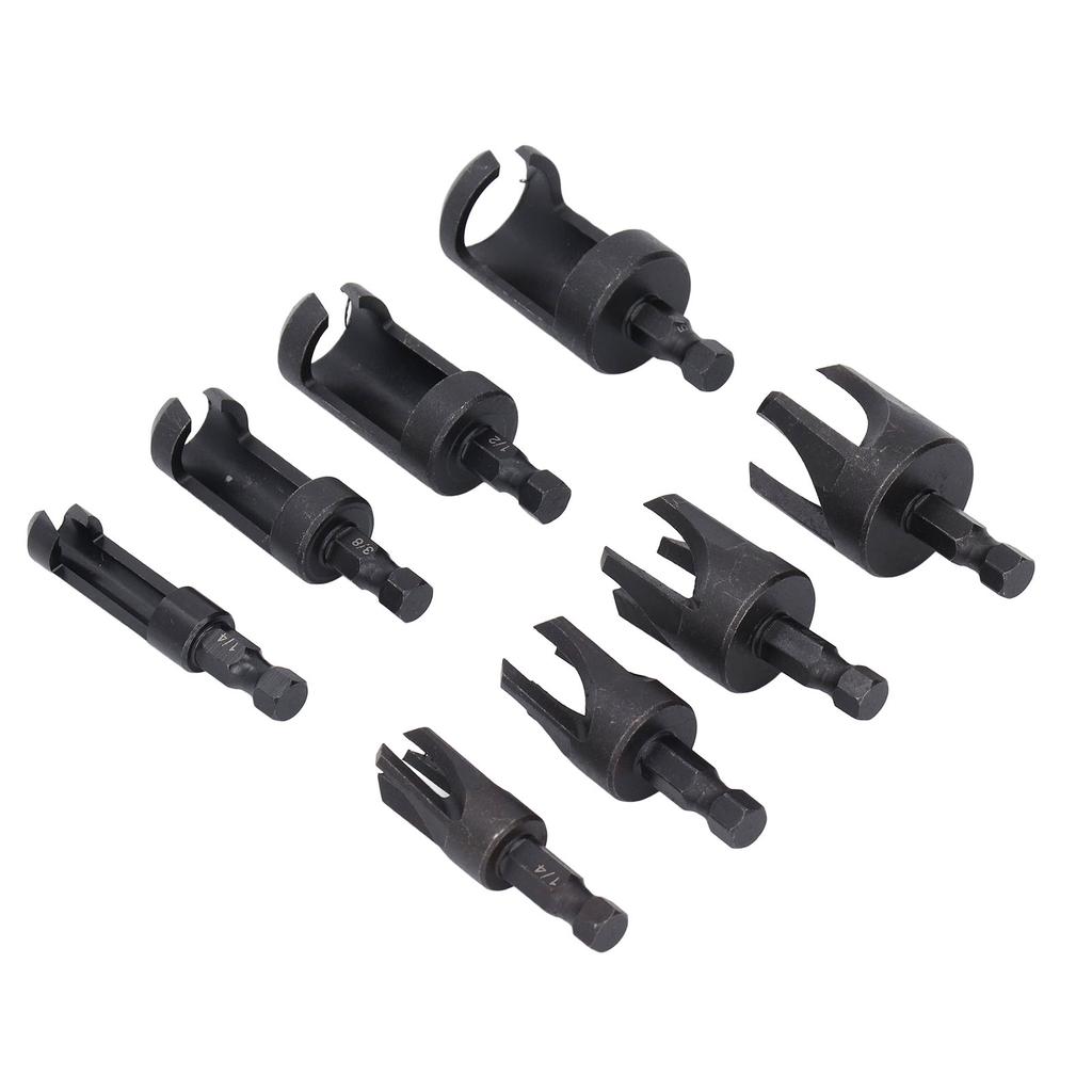 8 Stück Holzlochbohrer Kohlenstoffstahl Sechskantschaft Gerader und Konischer Zapfenschneider-Satz 14in