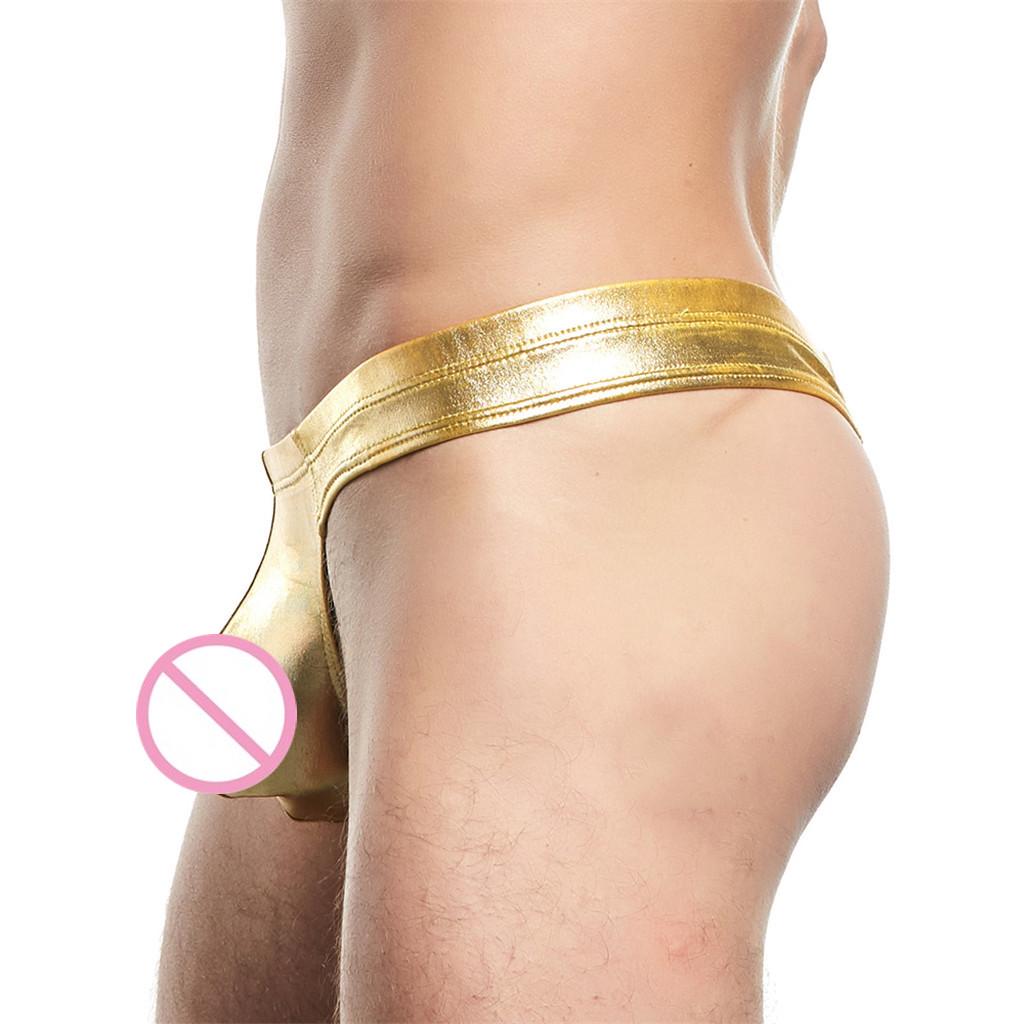Men's Thong Sexy Mid-Waist  Leather Panties