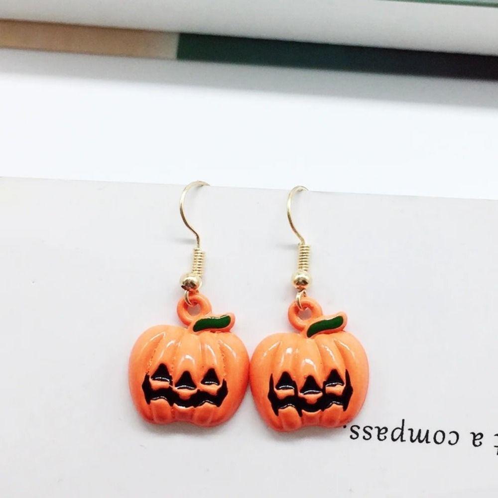 Dripping Oil Pumpkin Pendants Earrings Orange Pumpkin Head Pendant  Festival Party Gifts