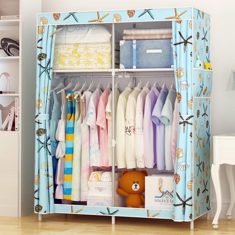 Simple Non-Woven Dustproof Folding Wardrobe with Steel Frame and Hanger