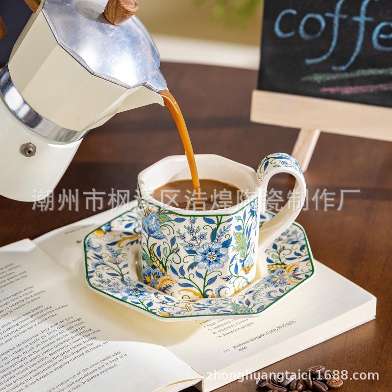 Retro American Coffee Cup And Saucer Set Couple Cup Internet Celebrity Afternoon Tea Cup Ceramic Lady High Value Cup Gift Box