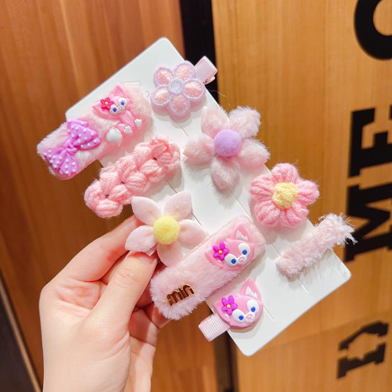 Pink 50-Piece Cute Hair Clip Set: Sweet Girly Japanese Cartoon Bangs Accessories