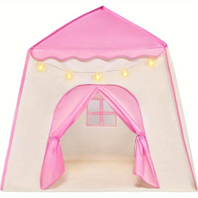 Pink Princess Tent designed for Girls featuring LED Star Lights Big Playhouse Children Castle Enjoy Tent designed for Children Indoor Outdoor