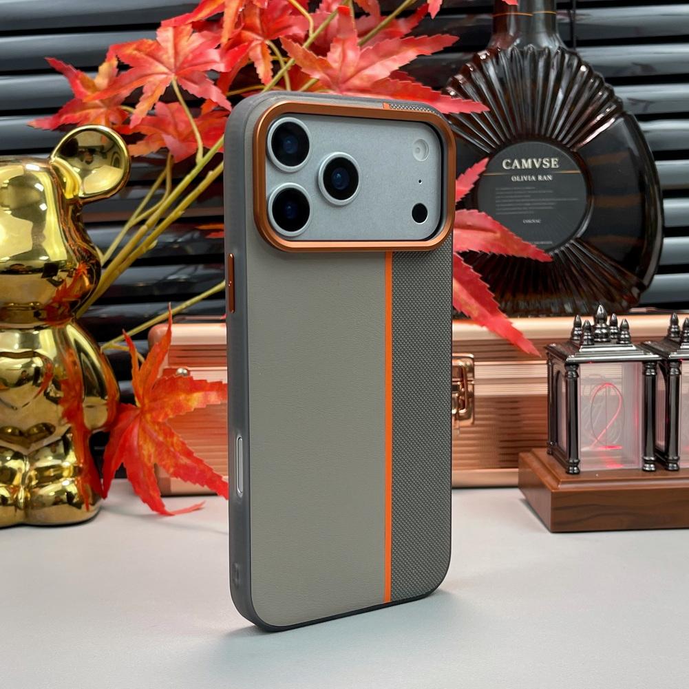 Three-color Leather Patchwork with Magsafe Magnetic Ring Case For iPhone 17 Pro Max 17 Pro Air 16 Pro 15 14 Lens Protect Cover