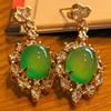 Full Green, Yang Green, Natural Agate Green Chalcedony Earrings, Women'S Opening Is Slightly Inlaid, And The Real Shot Is Fidelity.