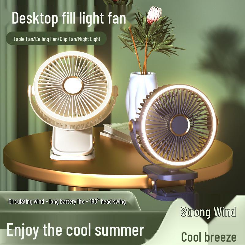 

Rechargeable Mini Desktop Fan with Mirror Light and USB Connection New Model
