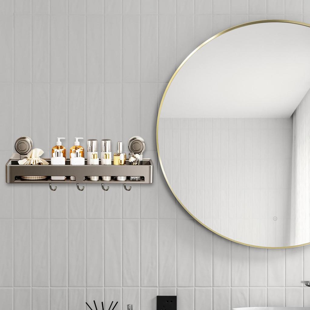 Shower Suction Shelf Shower Shelves Suction Wall Holder Towel Holder Rack With Hooks Storage Organizer Wall Mount Bathroom