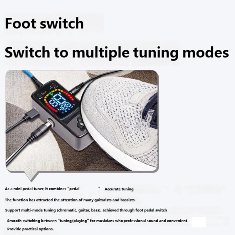 Portable Chromatic Tuner Pedal Covering A0 to C8 Range Digital Guitar Pedal Tuner for Guitarists and Musicians