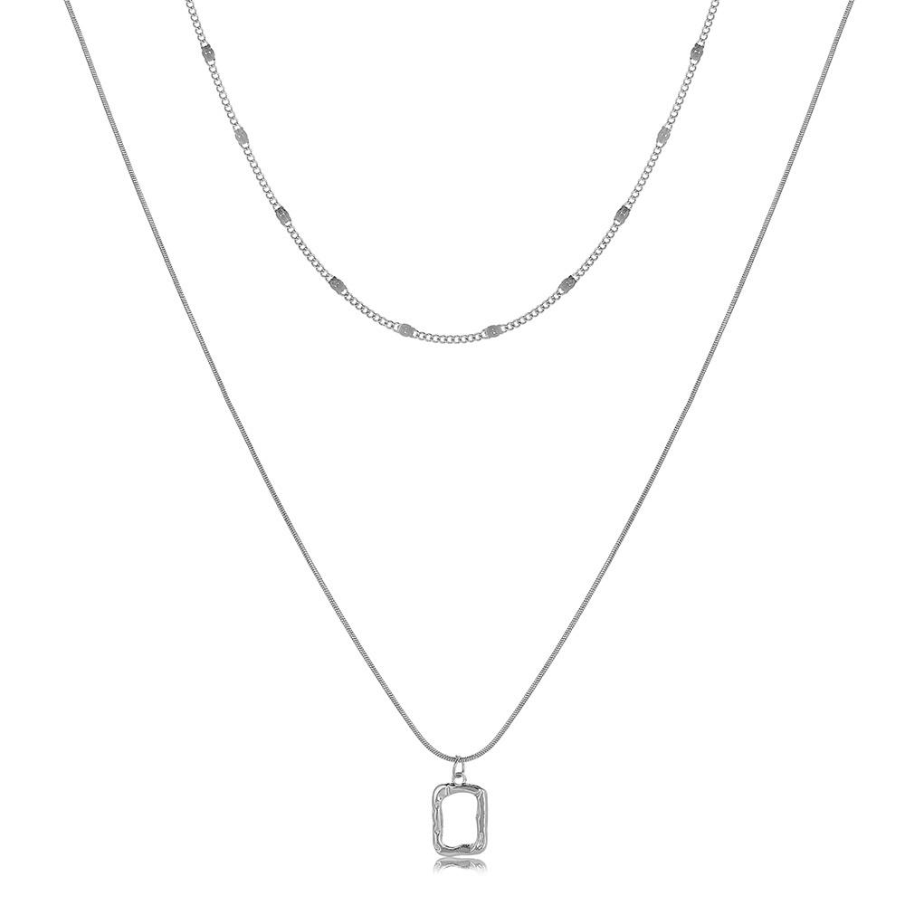 iF ME Fashion Butterfly Lock Heart Pendant Necklace Retro Multilayer Gold Silver Chain Choker for Women Accessories Jewelry
