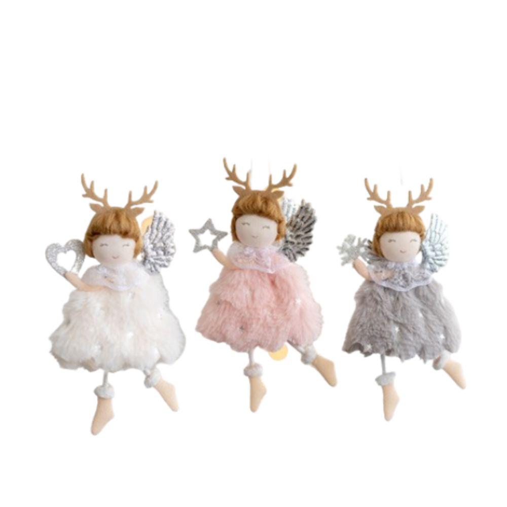 2pcs Soft Wings Angel Girl Pendant Plush Xmas Tree Hanging Decorations  Party Favors