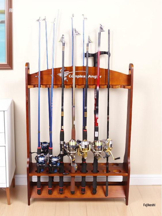 American Style Solid Wood Fishing Rod Display Rack - Thickened Sea & Taiwan Fishing Rod Holder