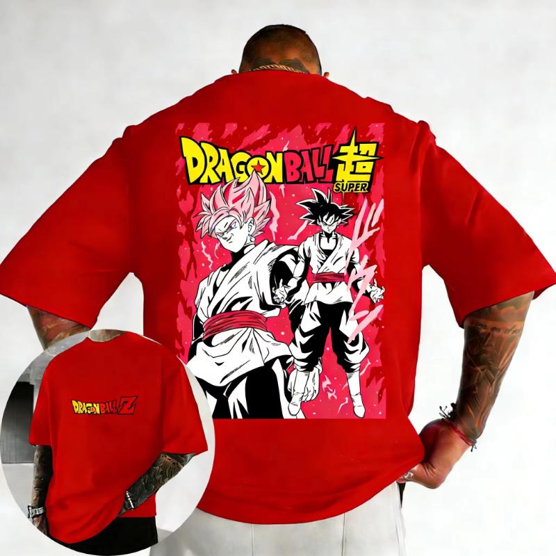 2026 Summer Dragon Ball Anime Cotton Tshirt Goku Printed Mens and Womens Street Trendy Loose Casual Family Parent Child Tops