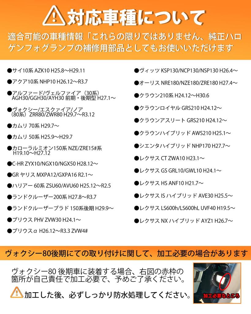 BORDAN Fog Lamp Units for Toyota Genuine with Adjustable Beam Glass Compatible Genuine Vehicle Inspection Set of 2 Vehicles, Replacement, E-Mark,