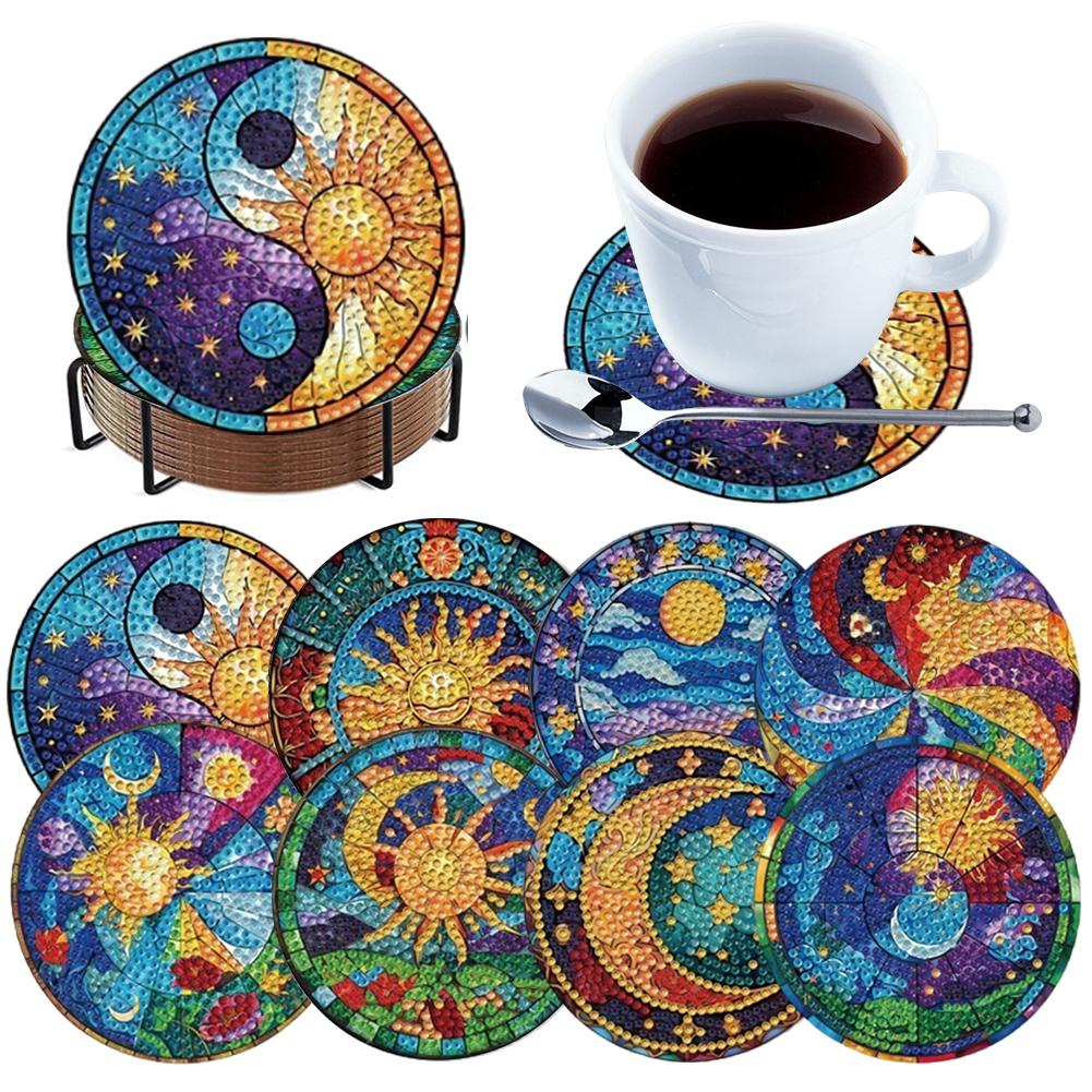 8pcs Animal DIY Diamond Painting Art Coaster Kit Special Shape Diamond Painting Crafts Coaster for Adults Beginner Gift Supplies