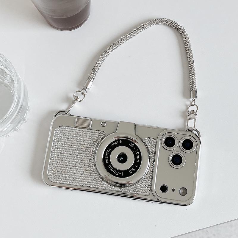 Galvanisierte Strass-Handkamera-Tasche für Apple iPhone 17 Pro Max