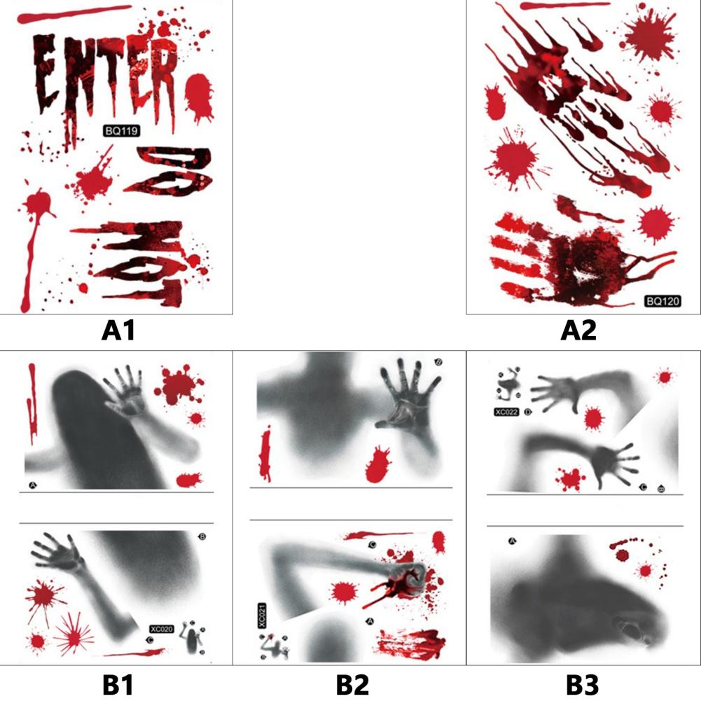 Halloween Decoration Bloody Handprint Window Stickers Scary Wall Decal Floor Clings Halloween Party Haunted House Horror Prop