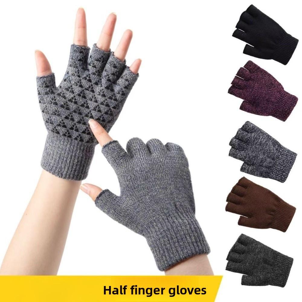 Warm Half Finger Gloves Non-slip Skiing Gloves New Driving Mittens  Unisex