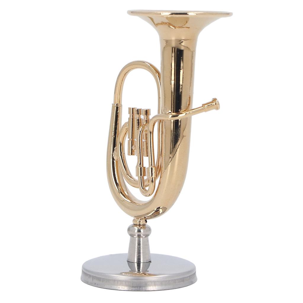 Miniatur Tuba Modell Messing Vergoldet Musikinstrument Ornament mit Aufbewahrungsbox Für Desktop Dekoration Geschenke