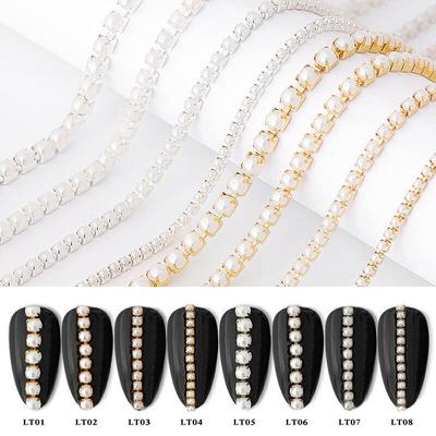 25 cm Nail Art Metall Perlenkette Nagellinie Glitzer Striping Ball Maniküre Dekor