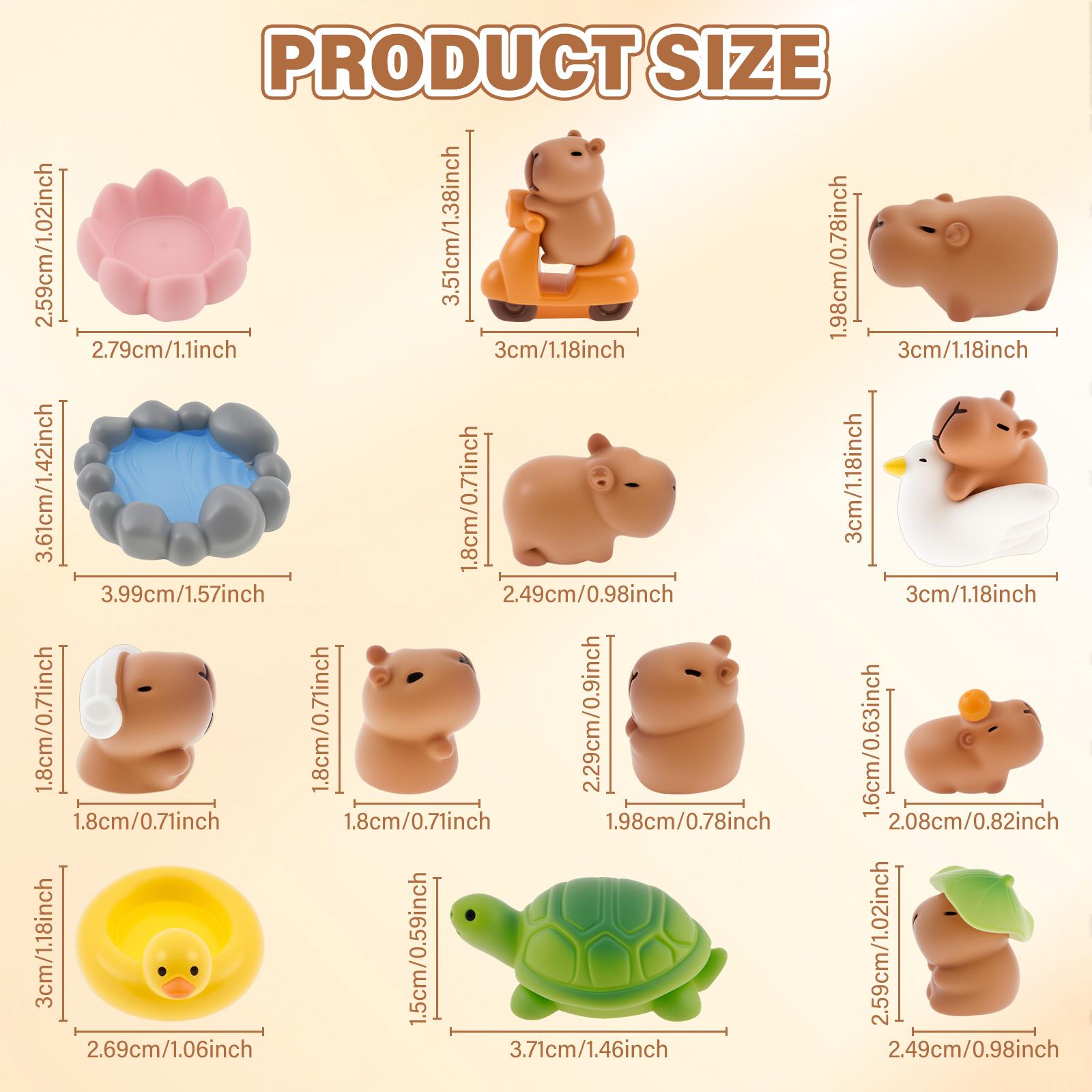 

13Pcs Miniature Capibara Collection Resin Animal Capybara Home Desk Decoration Accessories Micro Landscape Cake Decoration