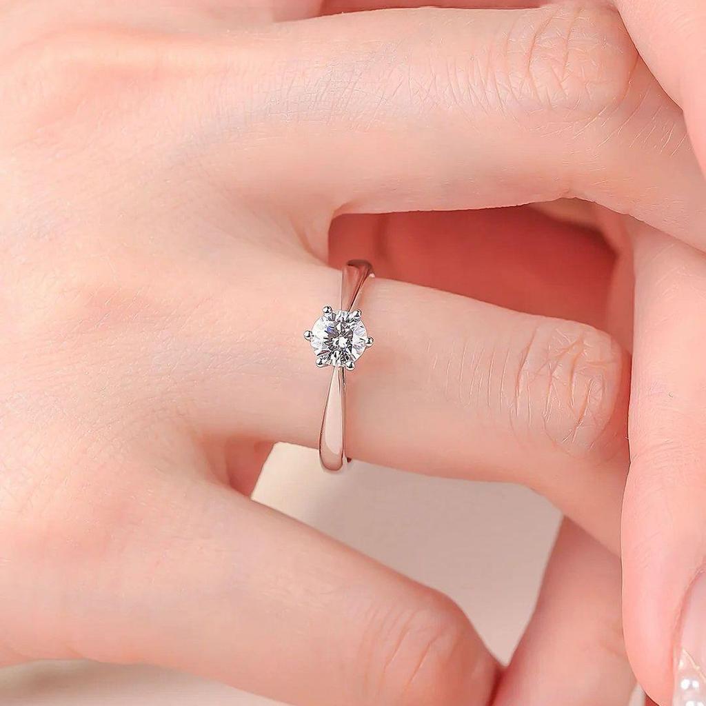 Classic Six-Prong Snowflake Moissanite Ring, 1 Carat Simulated Diamond, 925 Sterling Silver