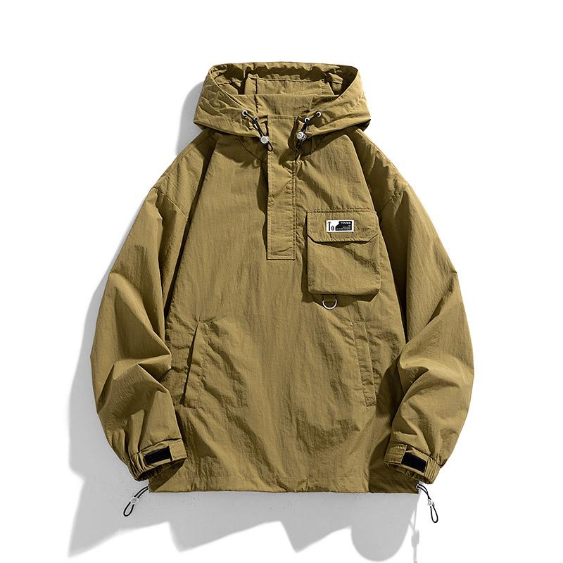 

Men Thin Jackets Coats Harajuku Hooded Pullover Jacket Men Windbreaker Overcoat Male Outwear 8XL зелений