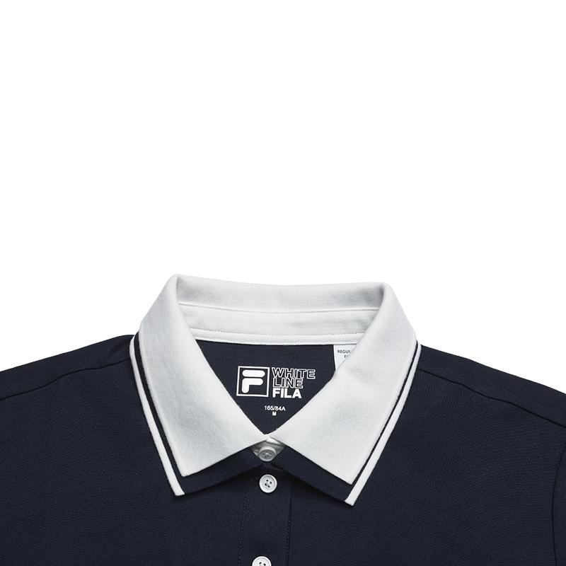 FILA Heritage Minimalist Fashion Classic Retro Sports Casual Versatile Comfortable Short Sleeve Polo Shirt Women tops Cigarette-Blue F11W628112FDB