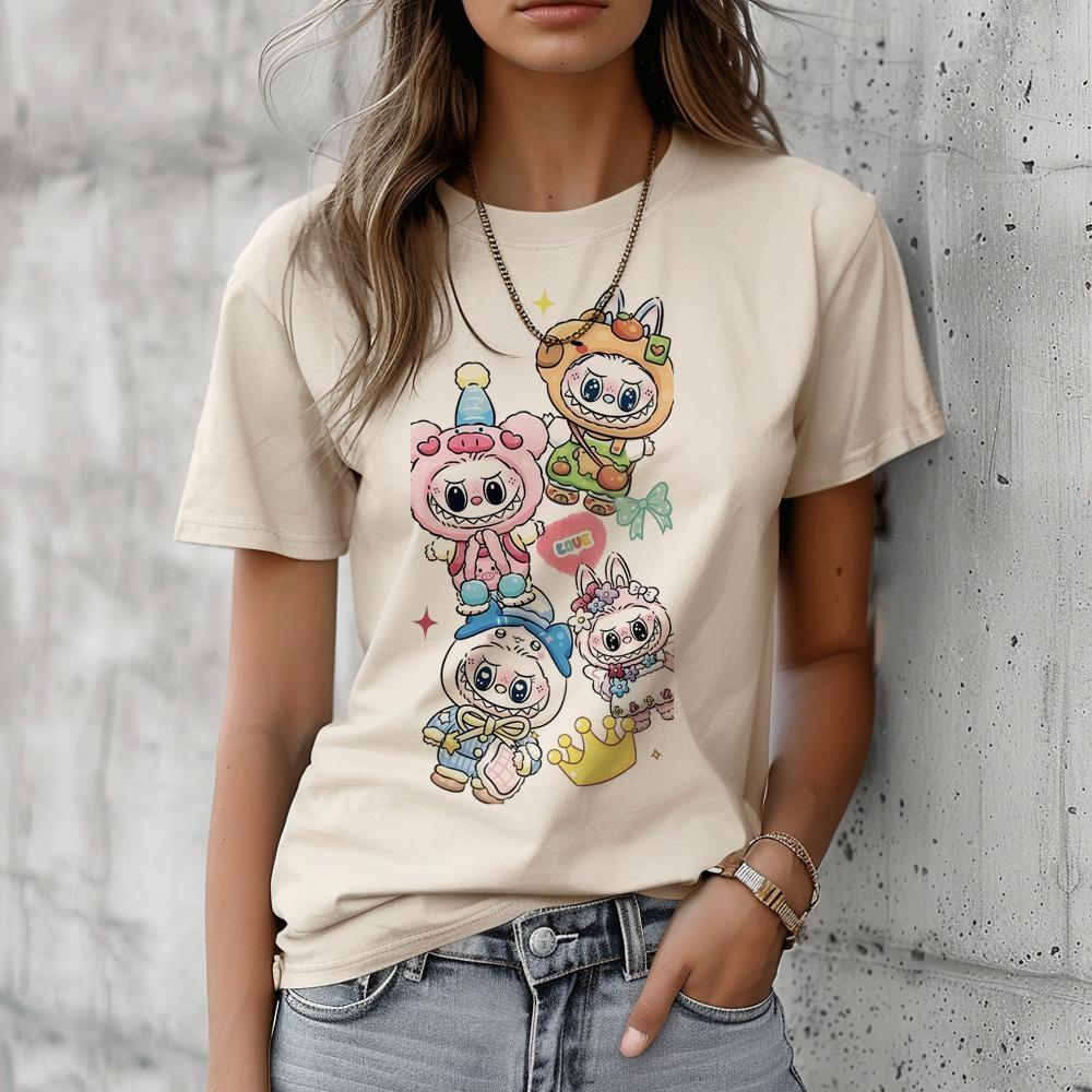 Labubu Unisex T-shirt with Aesthetic Print Harajuku Kawasaki Cotton, Comfortable To Wear