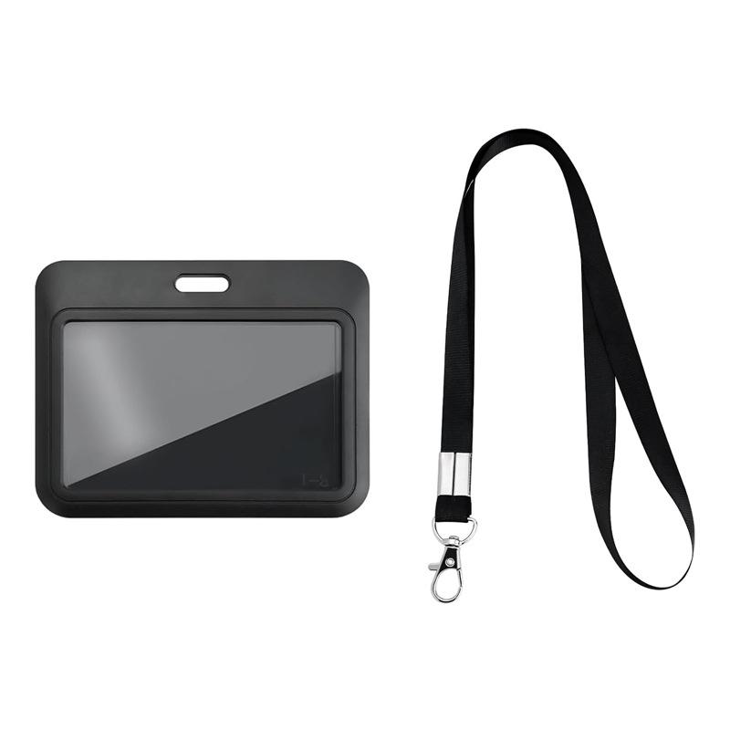 1pc Worker Card Holder Black Color Lanyards Id Badge Holder Horizontal Vertical ID Card Holder