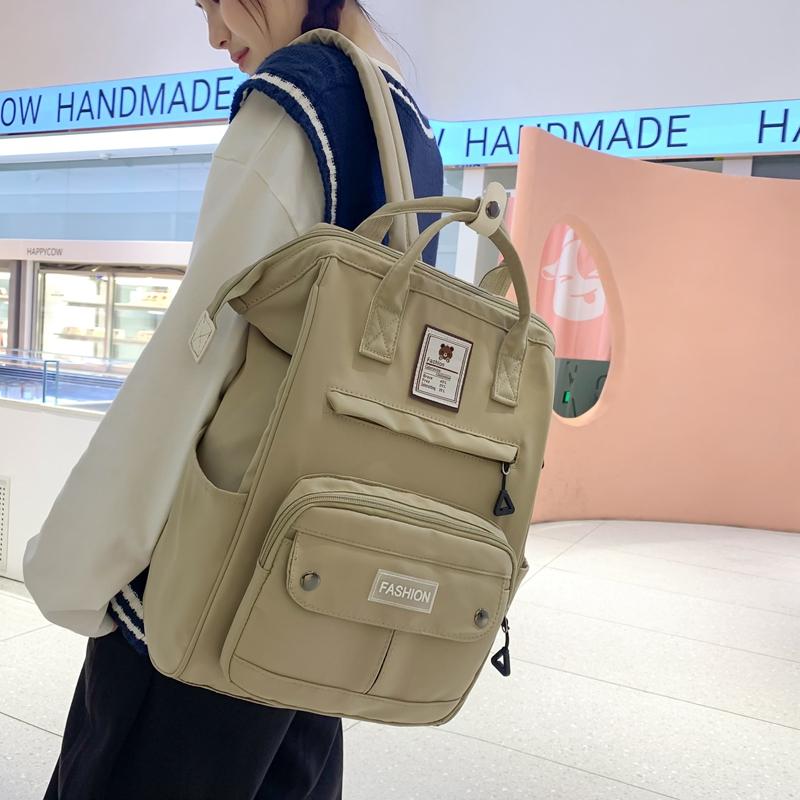 Mochila de estudiante para mujer, mochila de gran capacidad, bolsa de viaje de color sólido para niñas