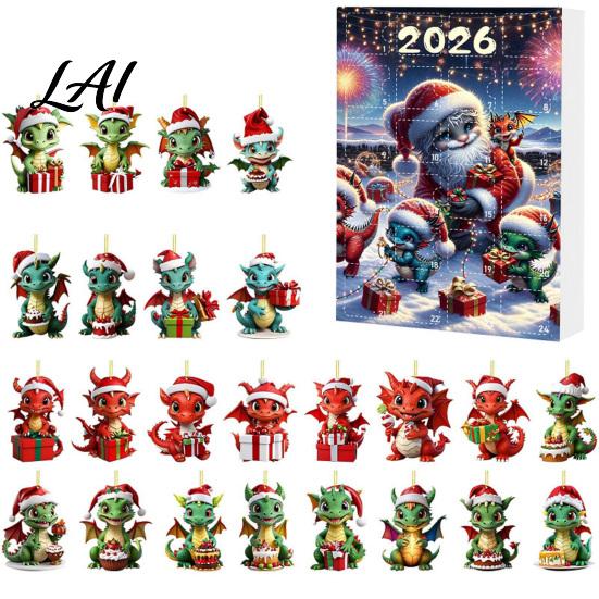 DIY Festive Scene Decor Dragon Advent Calendars 2026 24 Days Christmas Countdown Calendar with Creative 2D Acrylic Ornaments Collectible Figures for