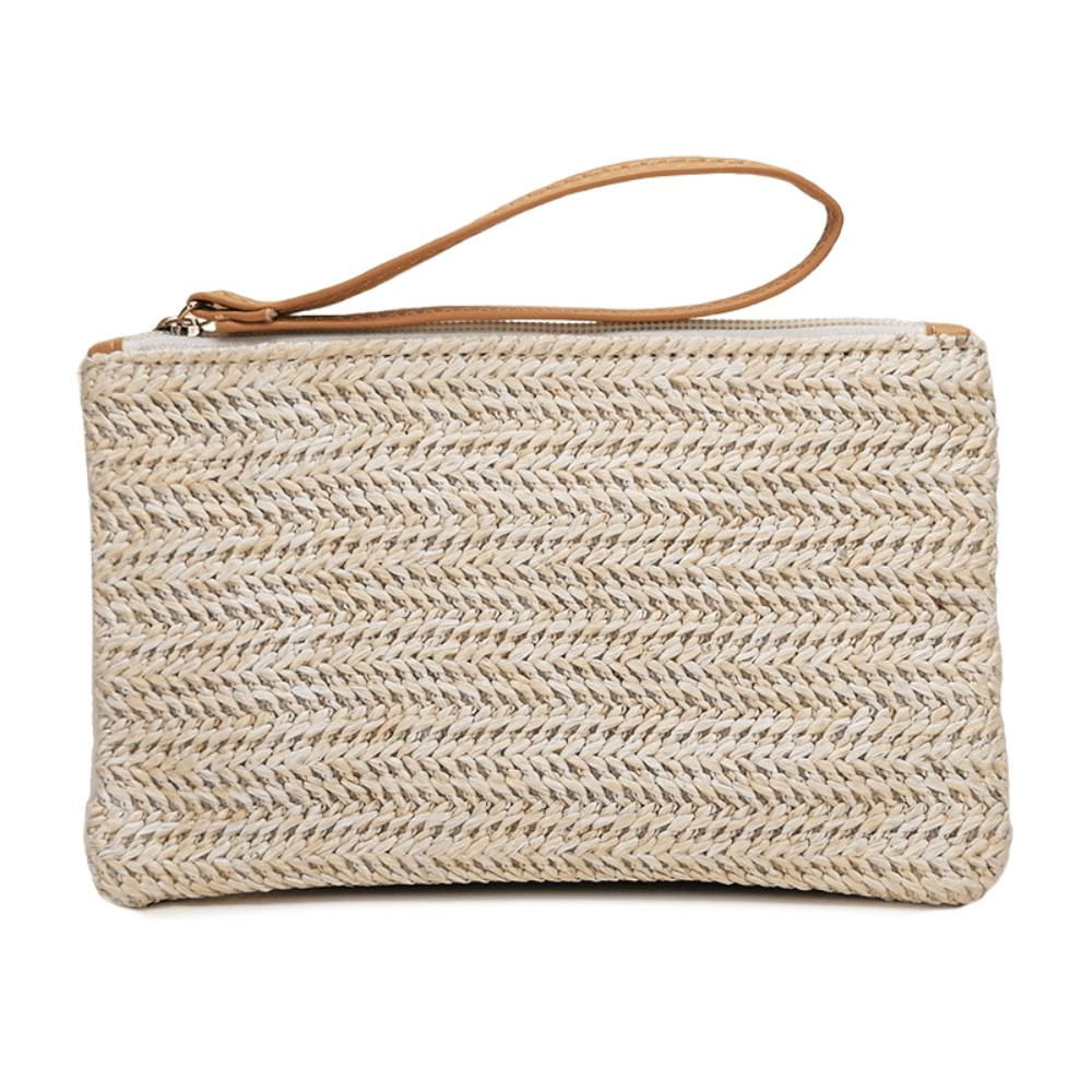 Portefeuille Pochette Décontractée Sac pour Femme Sac de Plage d'Été Sac Portable pour Téléphone Portable et Monnaie White multicolore