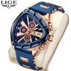 LIGE New Blue Irregular Big Dial Watch Men Casual Sports Date Chronograph Luminous Wristwatch Clock Men Waterproof Men's Watches