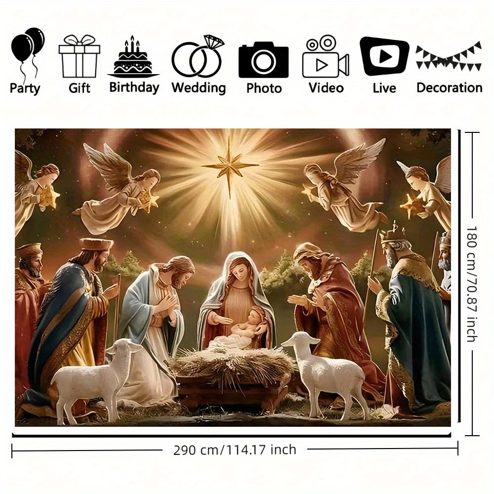One 2D flat polyester background cloth for the Nativity scene suitable for festival parties photography and home decoration