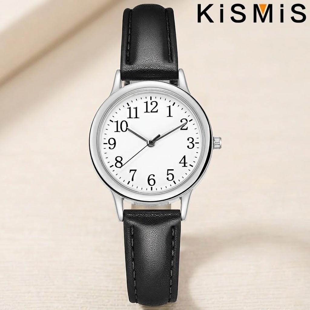 

Women s Quartz Watch Fashion Easy to Read Numerals Simple Dial Thin Bracelet Wristwatch Stylish Timepiece чёрный