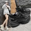 Fashion Chunky Sneakers 2025 Summer Autumn New Style Thick Soled Height Increasing Casual Fashion Sports Shoes Lace Up Black Beige