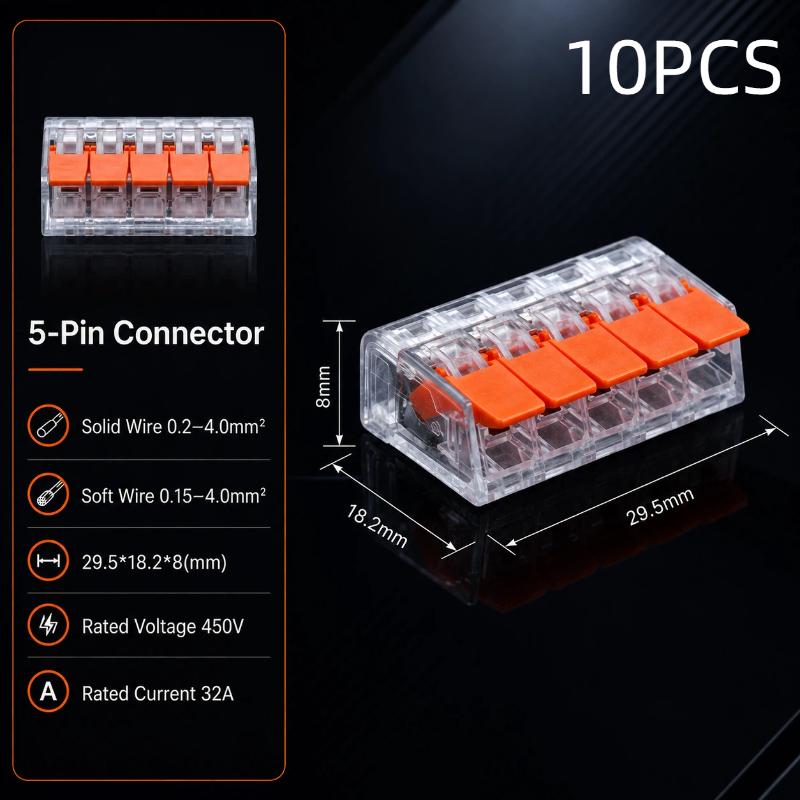 Electrical Quick Connect Lever Terminal 10/75Pcs 2/3/4/5 Port Wire Connector for Household Switch Socket Wiring