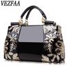 Luxurious Women's Leather Bag with Shiny Flower Trim
