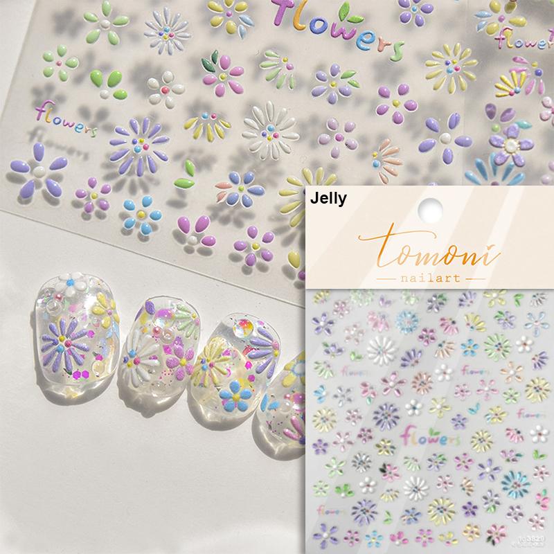5D Mini Flowers Colorful Wreath Daisy Delicate Shiny Rhinestone Spring Self Adhesive NailArt Decorations Stickers Manicure Decal