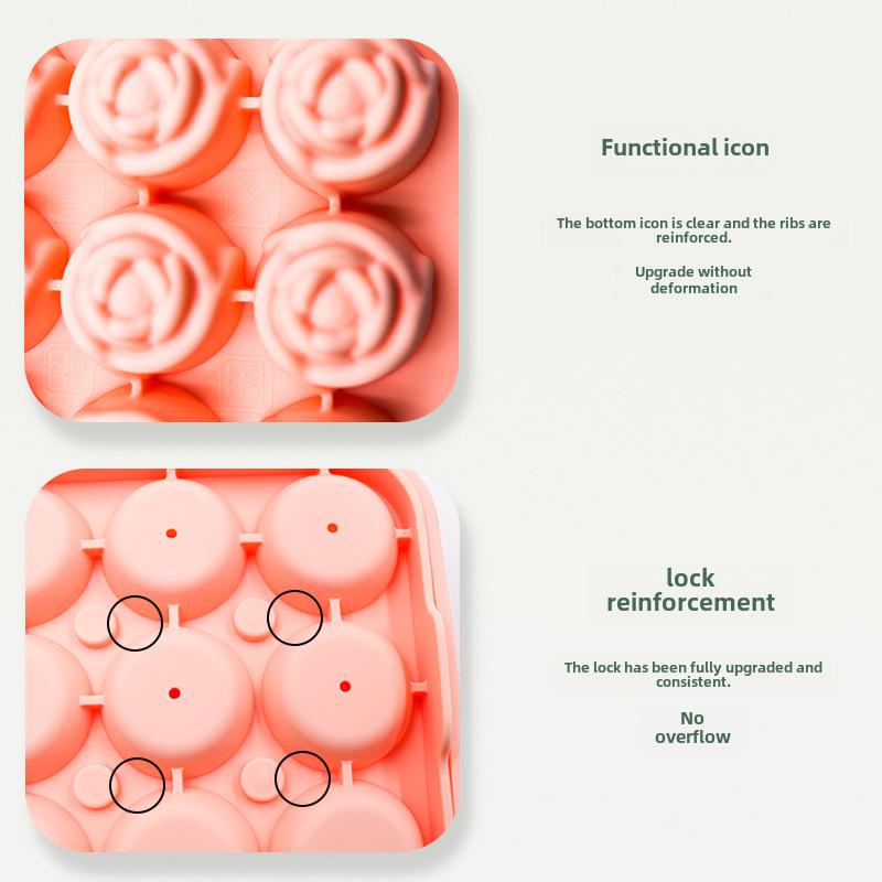 Rose Whiskey Ice Mold: 9-Piece Silicone Ice Tray with Integrated Funnel for Perfect Ice Balls
