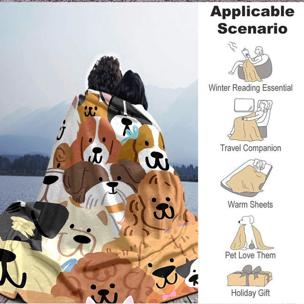 1pc Cute-Dogs Blanket Warm,Perfect for Camping And Travel, Making It a Great Gift for Any Season Yy250904191