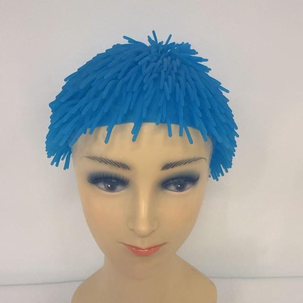 Soft Rubber Long Hair Head Cover Funny Portable Party Hat Gifts Colorful Head Cover